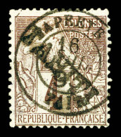 O N°9a, 4c Lilas-brun Sur Gris, Surcharge Oblique De Haut En Bas. SUP. R.R. (certificat)  Qualité: Oblitéré  Cote: 2000  - Used Stamps