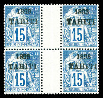 ** N°24, 15c Bleu, Bloc De Quatre Avec Interpanneau, Très Bon Centrage. SUP (certificat)  Qualité: **  Cote: 720 Euros - Unused Stamps