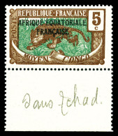 ** N°22a, 5c Brun Foncé Et Vert SANS SURCHARGE TCHAD, Bdf, SUP (signé Brun/certificat)  Qualité: **  Cote: 450 Euros - Unused Stamps