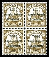 ** N°30, 3 Pfennig Type I En Bloc De Quatre. SUP (certificat)  Qualité: **  Cote: 3600 Euros - Unused Stamps