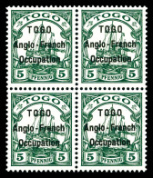 ** N°32, 5 Pfennig Type I En Bloc De Quatre. SUP (certificat)  Qualité: **  Cote: 2400 Euros - Unused Stamps