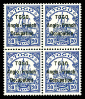 ** N°35, 20pf Bleu Type I En Bloc De Quatre. SUP (certificat)  Qualité: **  Cote: 580 Euros - Unused Stamps