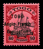 ** N°40, 80 Pfennig Surchargé 'TOGO Anglo-French Occupation'. SUP (certificat)  Qualité: **  Cote: 1580 Euros - Ongebruikt