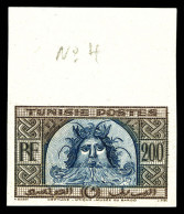 ** N°319B, Non émis 200f Brun-violet Et Bleu Non Dentelé, Bdf, TTB (certificat)  Qualité: **  Cote: 450 Euros - Unused Stamps