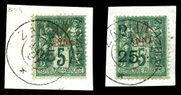 O N°32/32h, 2 1/2 Et 25c S 1/2 A: Type V Et Type IX, Les 2 Exemplaires Sur Leurs Supports. TTB  Qualité: Oblitéré  Cote: - Used Stamps