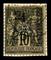 O N°33e, 2 1/2 Et 25c Sur 1a TYPE VI Sur Son Support. SUPERBE. R.R. (signé Brun/certificat)  Qualité: Oblitéré  Cote: 16 - Used Stamps