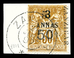 O N°35d, 5 Et 50c Sur 3a Type V Sur Son Support. SUP. R. (signé Brun/certificat)  Qualité: Oblitéré  Cote: 1200 Euros - Used Stamps