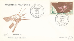 SAINT PIERRE ET MIQUELON - ENVELOPPE PREMIER JOUR SATELLITE D1 PAPEETE DU 10 MAI 1966 - FDC