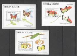 B0580 Sierra Leone Butterflies & Flowers Flora & Fauna 3Bl Mnh - Papillons
