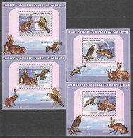 B1364 2008 Guinea-Bissau Savana Rabbits Birds Of Prey Animals 4 Lux Bl Mnh - Sonstige & Ohne Zuordnung