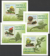 B1369 2008 Guinea-Bissau Reptiles Cactus & Lizards 4 Lux Bl Mnh - Sonstige & Ohne Zuordnung