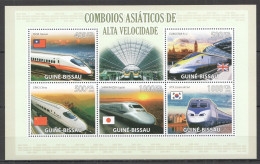 B1472 2009 Guinea-Bissau Transport Asian High Speed Trains Kb Mnh - Trenes