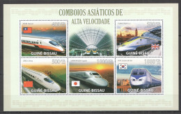 B1472 2009 Guinea-Bissau Transport Asian High Speed Trains Kb Mnh - Treinen