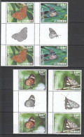 B1500 2015 Samoa Flora Fauna Butterflies Michel 240 Euro Gutter 2Set Mnh - Papillons