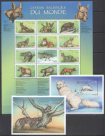B1548 Congo Fauna Animals Wild Dogs & Cats Sauvages !!! 1Sh+2Bl Mnh - Other & Unclassified
