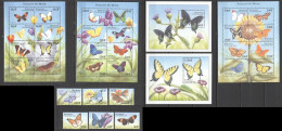 Ft077 2000 Central Africa Butterflies #2349-78 3Kb+1Set+Bl631-2 Michel 70 Eu Mnh - Vlinders
