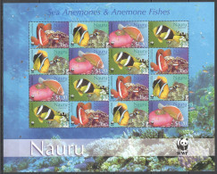 Ft119 2003 Nauru Wwf Sea Anemones & Fishes #553-56 Michel 40 Euro 1Sh Mnh - Maritiem Leven