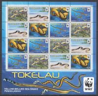 Ft118 2011 Tokelau Wwf Fauna Sea Snakes Reptiles #408-11 Michel 38 Euro 1Sh Mnh - Vita Acquatica