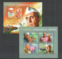 St1174 2014 Guinea-Bissau Mahatma Gandhi Jawaharlal Nehru Tigers Kb+Bl Mnh - Other & Unclassified