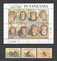 Wb319,Pk212 Tanzania Fauna Animals Monkeys The Chimpanzees Of Gombe Mnh - Sonstige & Ohne Zuordnung