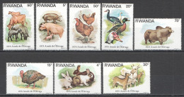 Wb329 1978 Rwanda Fauna Farm Animals Birds 1Set Mnh - Paarden