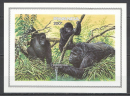 Wb353 Imperf Rwanda Fauna Wild Animals Monkeys Gorillas Bl Mnh - Altri & Non Classificati