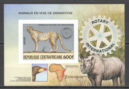 Wb354 Imperf Central Africa Fauna Endangered Animals Rotary Bl Mnh - Sonstige & Ohne Zuordnung