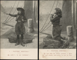 PAUVRES BRETONS 1900 "Enfants Mis En Scène" Lot De 2 Cartes Postales De Qualités - Theater