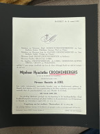 Hyacinthe Croonenberghs Wed De Lobel Henriette *1873 Hasselt +1957 Hasselt Duhoux De Magnée Brahy Altingsiberg Horsmans - Obituary Notices