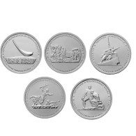 Russia 5 Rubles, 2015 - 5 Pcs. World War II - Russia