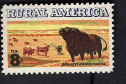 200103316 1973 SCOTT 1504 (XX)  POSTFRIS MINT NEVER HINGED   - RURAL AMERICA - ANGUS AND LONGHORN CATTLE - Unused Stamps