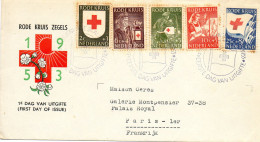 PAYS-BAS.1953. FDC . SERIE  CROIX-ROUGE Pour La France - Red Cross