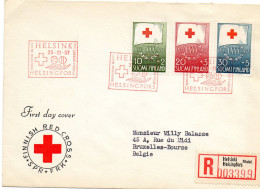 FINLANDE.1957. SERIE CROIX-ROUGE.FDC.   LETTRE REC.  Pour La BELGIQUE.  - Cruz Roja