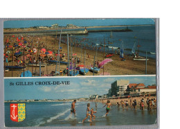 SAINT GILLES CROIX DE VIE 85 - Les Plages Animé Enfant Parasol Petit Bateau 1976 - Saint Gilles Croix De Vie