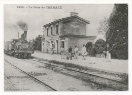 CHEMAZE (53) TRAIN OMNIBUS ASSURÉ PAR LA LOCO 120-648 EN GARE (REPRODUCTION D'UNE CARTE POSTALE ANCIENNE ) - Eisenbahnen