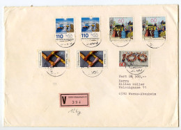 Germany, West 1981 Insured V-Label Cover; Hildesheim To Worms-Abenheim; Mix Of Stamps - Covers & Documents