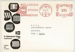 Schweiz 1975, Brief Freistempel / EMA / Meterstamp Schwarzer Olten - Aarau, Rolladen, Storen, Garagetore - Affranchissements Mécaniques