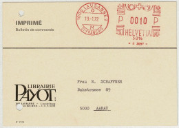 Schweiz 1972, Karte Drucksache Freistempel / EMA / Meterstamp Lausanne - Aarau - Postage Meters