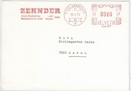 Schweiz 1971, Brief Freistempel / EMA / Meterstamp Zehnder Gränichen - Aarau, Heizung, Radiatoren - Affrancature Meccaniche