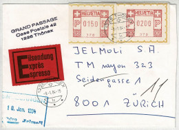 Schweiz 1984, Brief Express Freistempel / EMA / Meterstamp Thônex - Zürich - Frankeermachinen