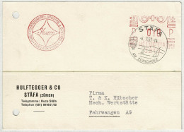 Schweiz 1957, Postkarte Freistempel / EMA / Meterstamp Hulftegger Stäfa - Fahrwangen, Elektroden - Postage Meters