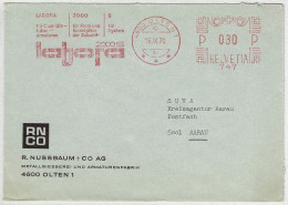 Schweiz 1970, Brief Freistempel / EMA / Meterstamp Nussbaum Olten - Aarau, Giesserei, Armaturen - Frankeermachinen