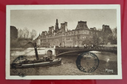 CPA Circulée 1929 - FRANCE - PARIS - Les Petits Tableaux De Paris, L'Hötel De Ville Et Le Pont D'Arcole - Cafés, Hoteles, Restaurantes