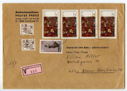 Germany, West 1980's Insured V-Label Cover; Dortmund To Worms-Abenheim; Mix Of Stamps - Brieven En Documenten