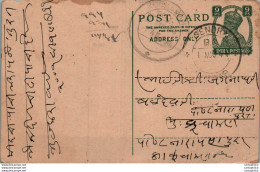 India Postal Stationery George VI 9p Sendra Cds - Postcards