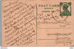 India Postal Stationery George VI 9p To Bombay - Postcards