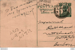 India Postal Stationery George VI 9p To Bombay - Postcards