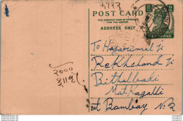 India Postal Stationery George VI 9p To Bombay - Postcards