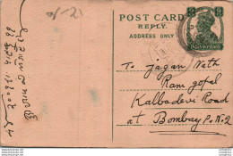 India Postal Stationery George VI 9p To Bombay - Postkaarten