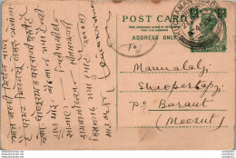 India Postal Stationery George VI 9p Kuchaman Road Cds To Baraut - Postkaarten